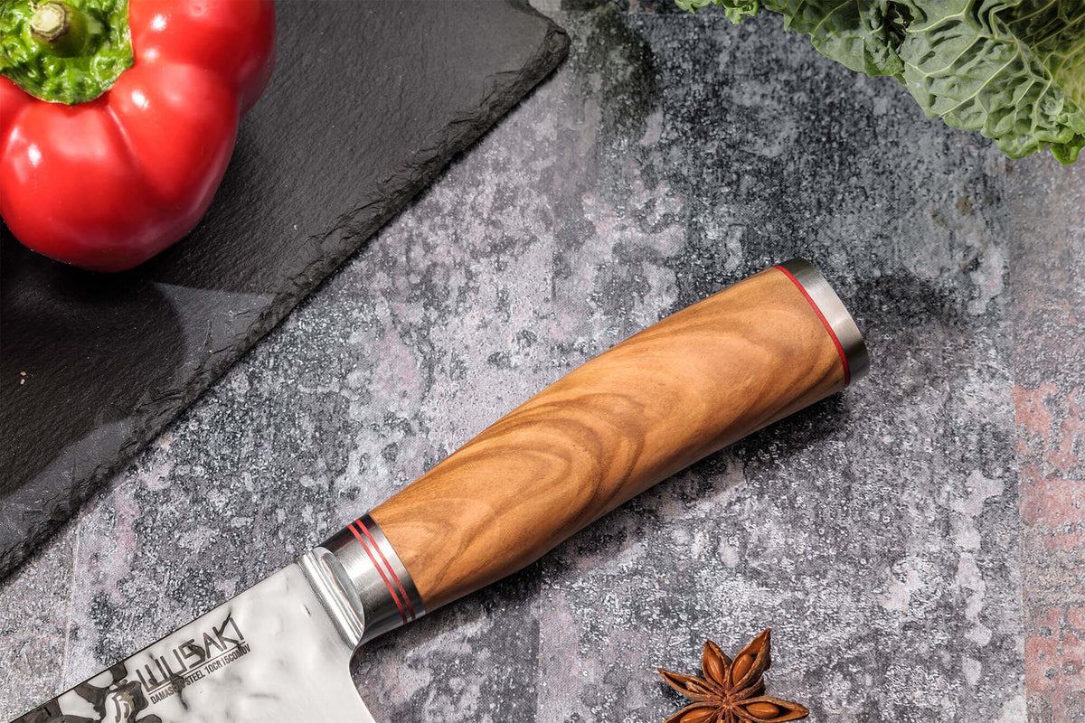 Couteau Nakiri 17cm Damas Olive 10Cr