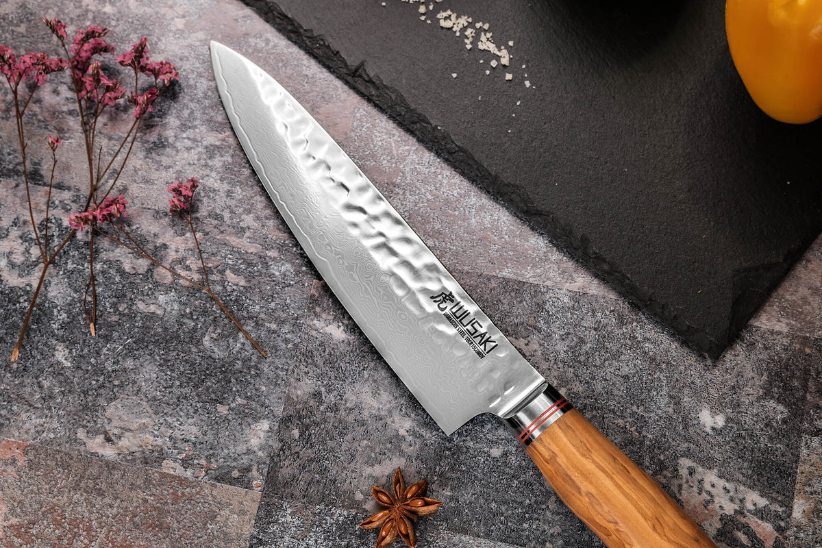Wusaki Damas Olive 10Cr Knife Gift Set 1 Chef + 1 Paring