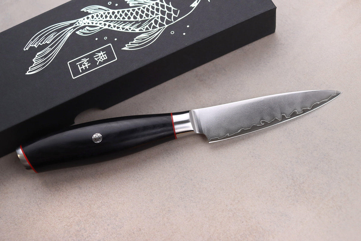 Wusaki Fujiko Black 10CR Paring Knife San Mai Blade 9cm
