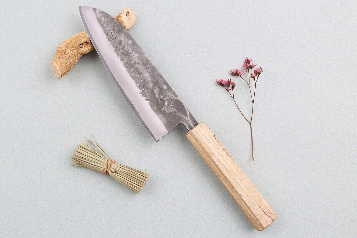 Couteau santoku japonais 16,5cm Nakata Érable BS2 artisanal