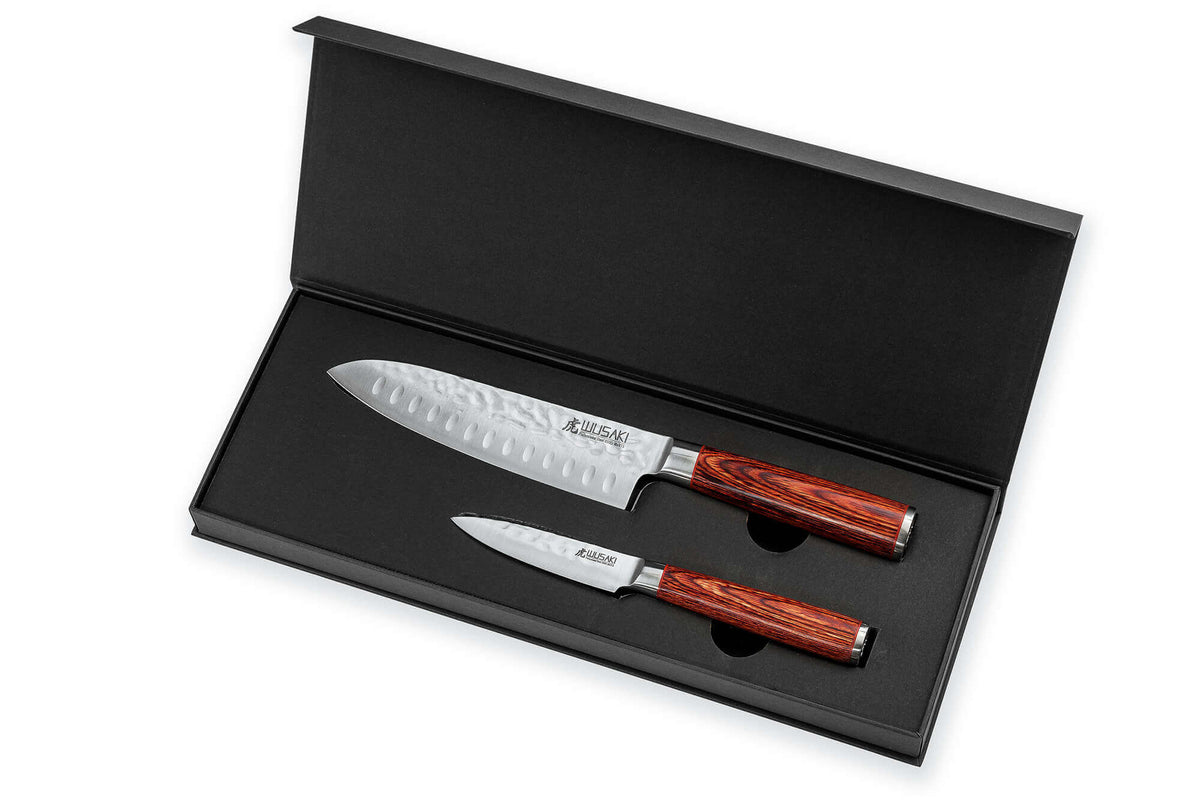 Wusaki Pakka X50 Knife Gift Set 1 Santoku and 1 Paring