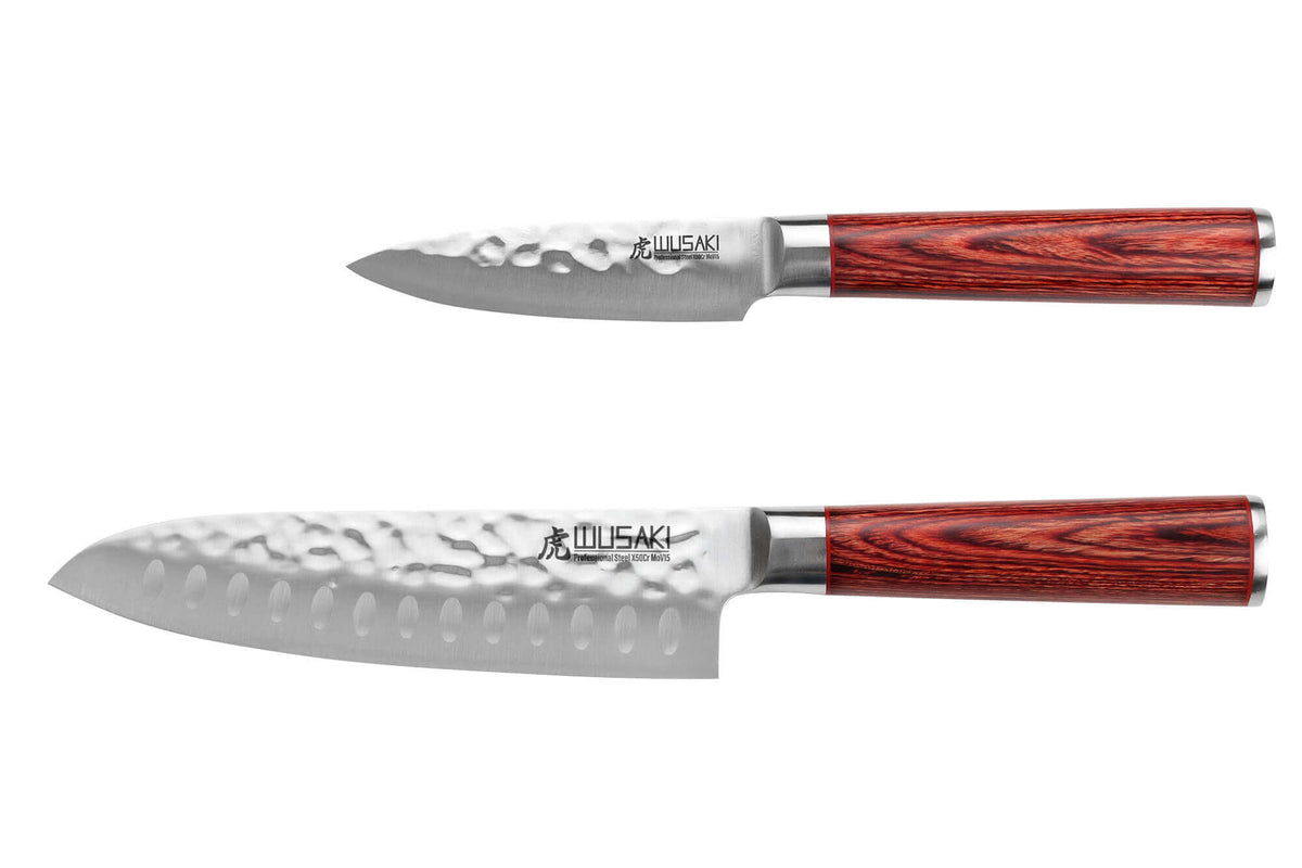 Wusaki Pakka X50 Knife Gift Set 1 Santoku and 1 Paring