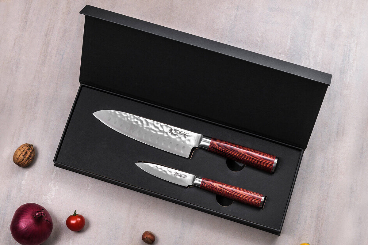 Wusaki Pakka X50 Knife Gift Set 1 Santoku and 1 Paring