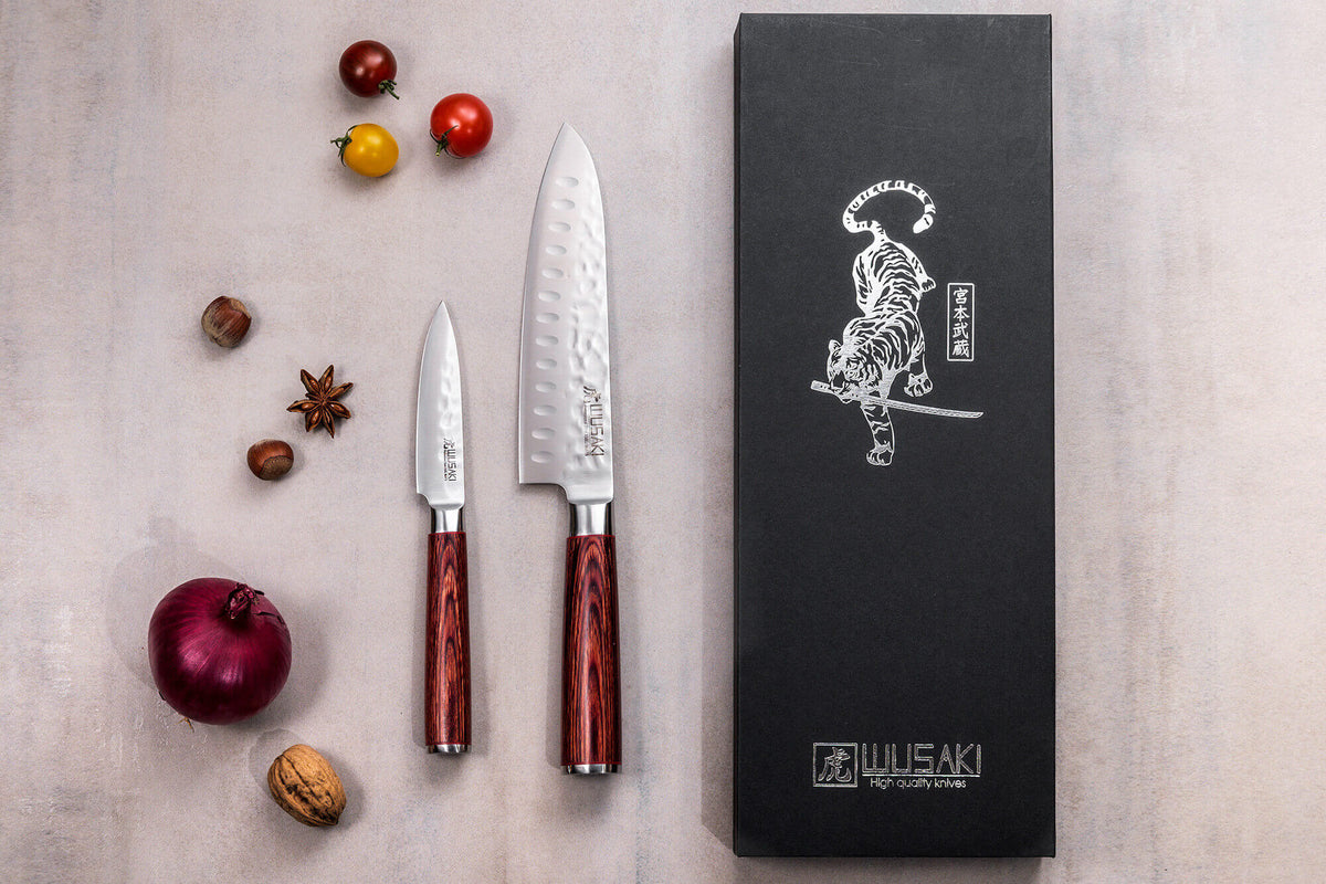 Wusaki Pakka X50 Knife Gift Set 1 Santoku and 1 Paring