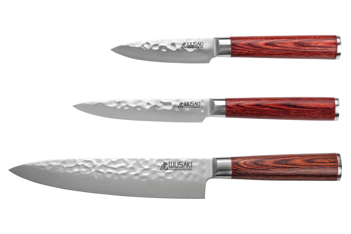 Coffret couteaux Wusaki Pakka X50 1 chef 1 universel et 1 office