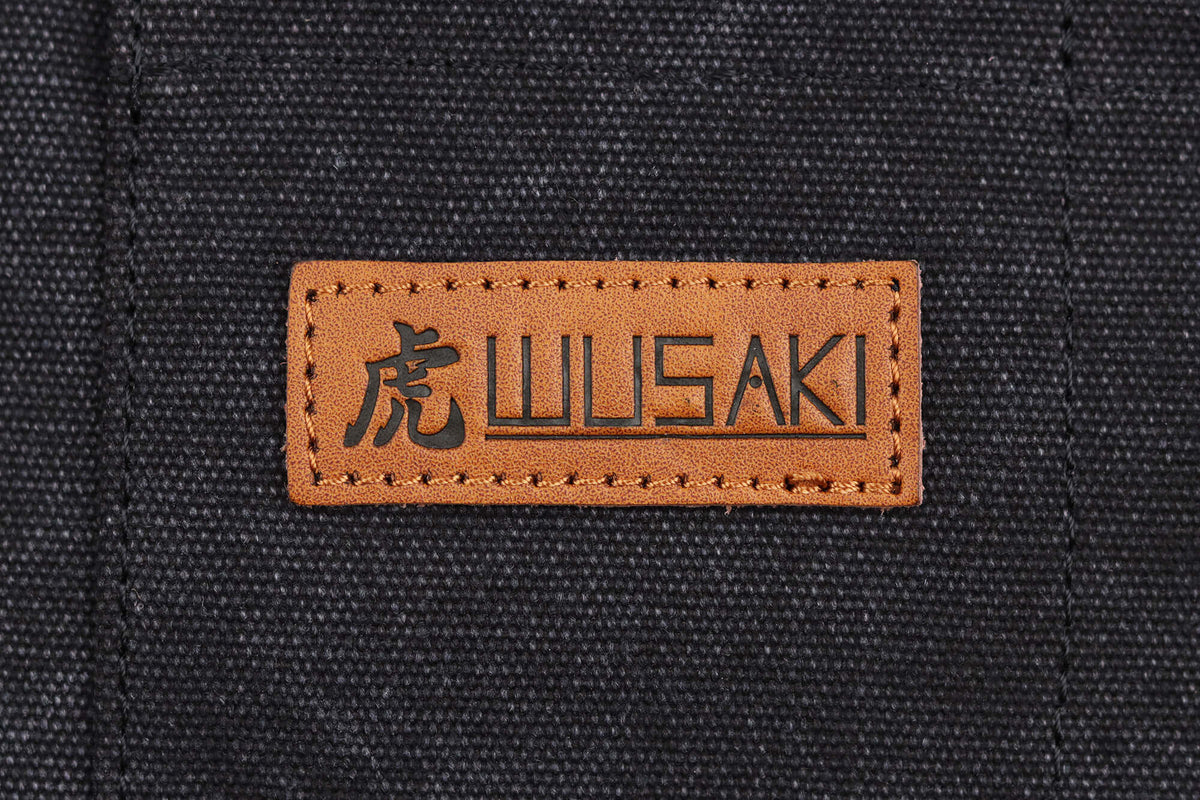 Wusaki Kitchen Apron Black Canvas and Leather