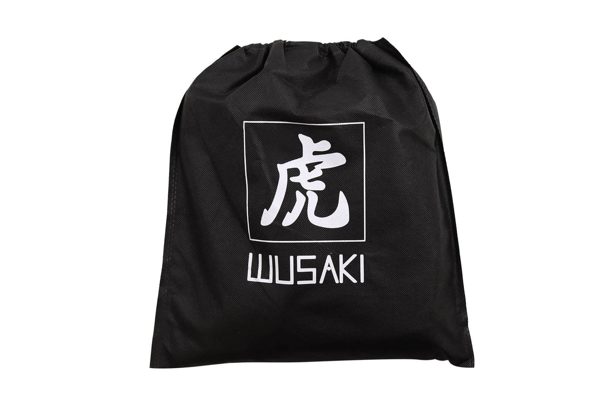 Tablier de cuisine Wusaki en toile bleue et cuir