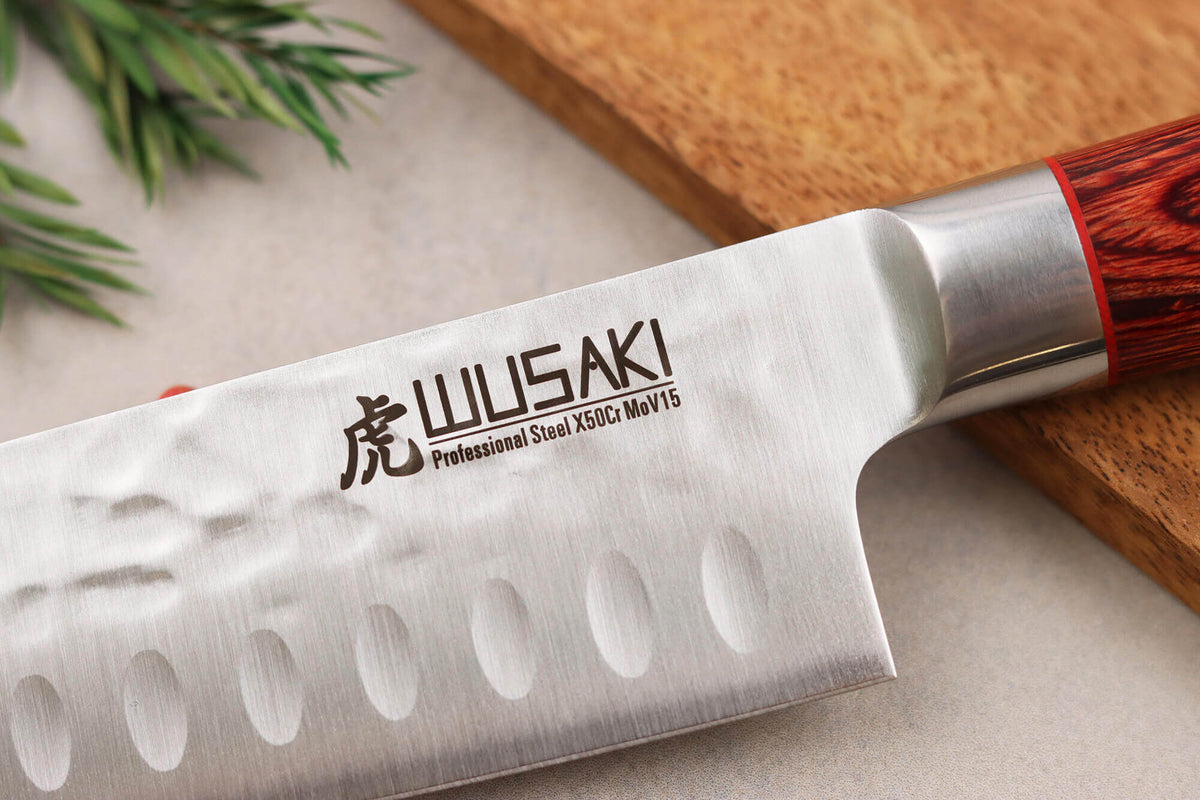 Pakka X50 Santoku Knife with Granton Edge 17cm