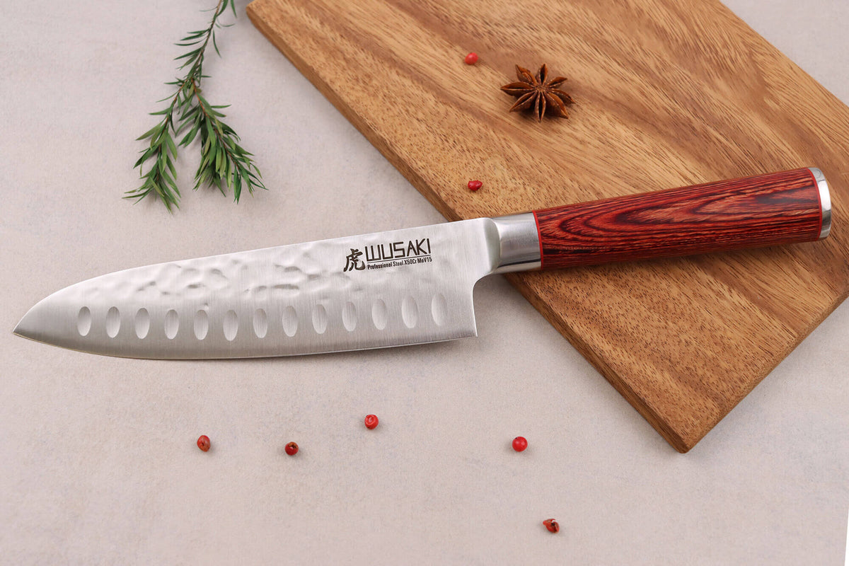 Pakka X50 Santoku Knife with Granton Edge 17cm
