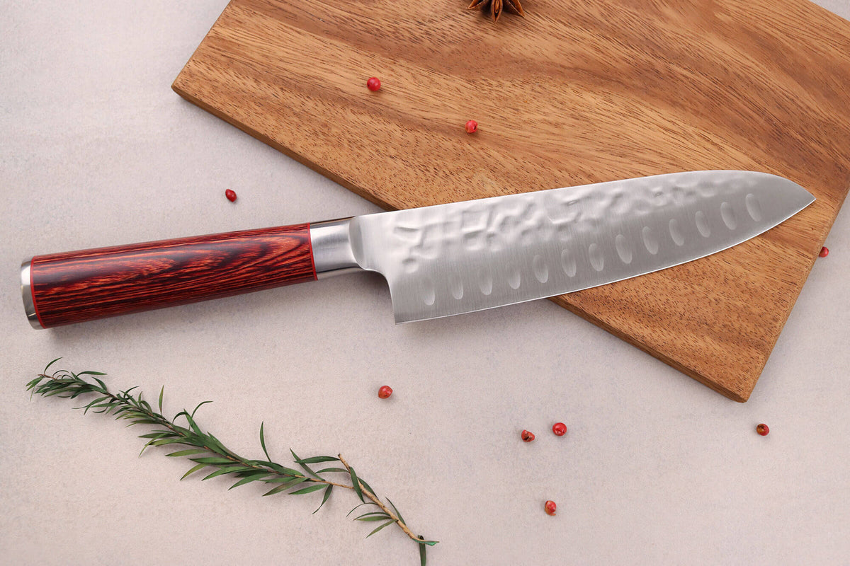 Pakka X50 Santoku Knife with Granton Edge 17cm