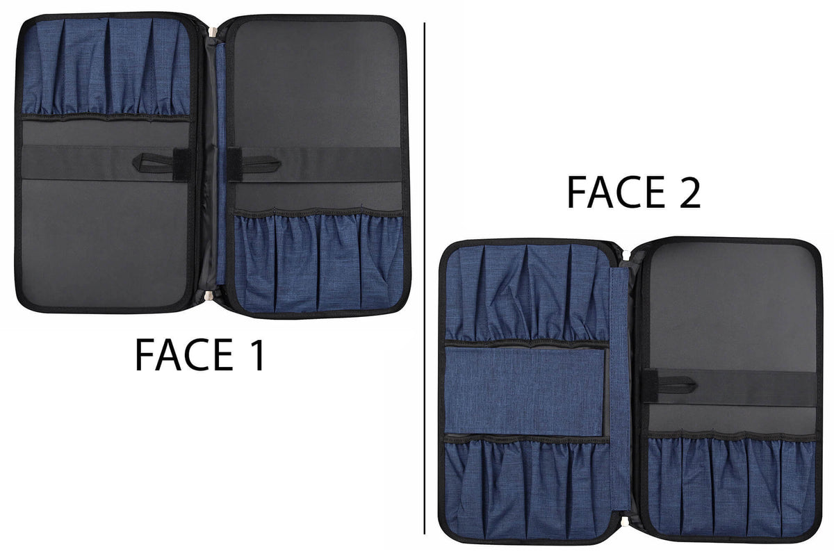 Mallette de cuisine vide Wusaki bleue 21 emplacements + 1 grande poche