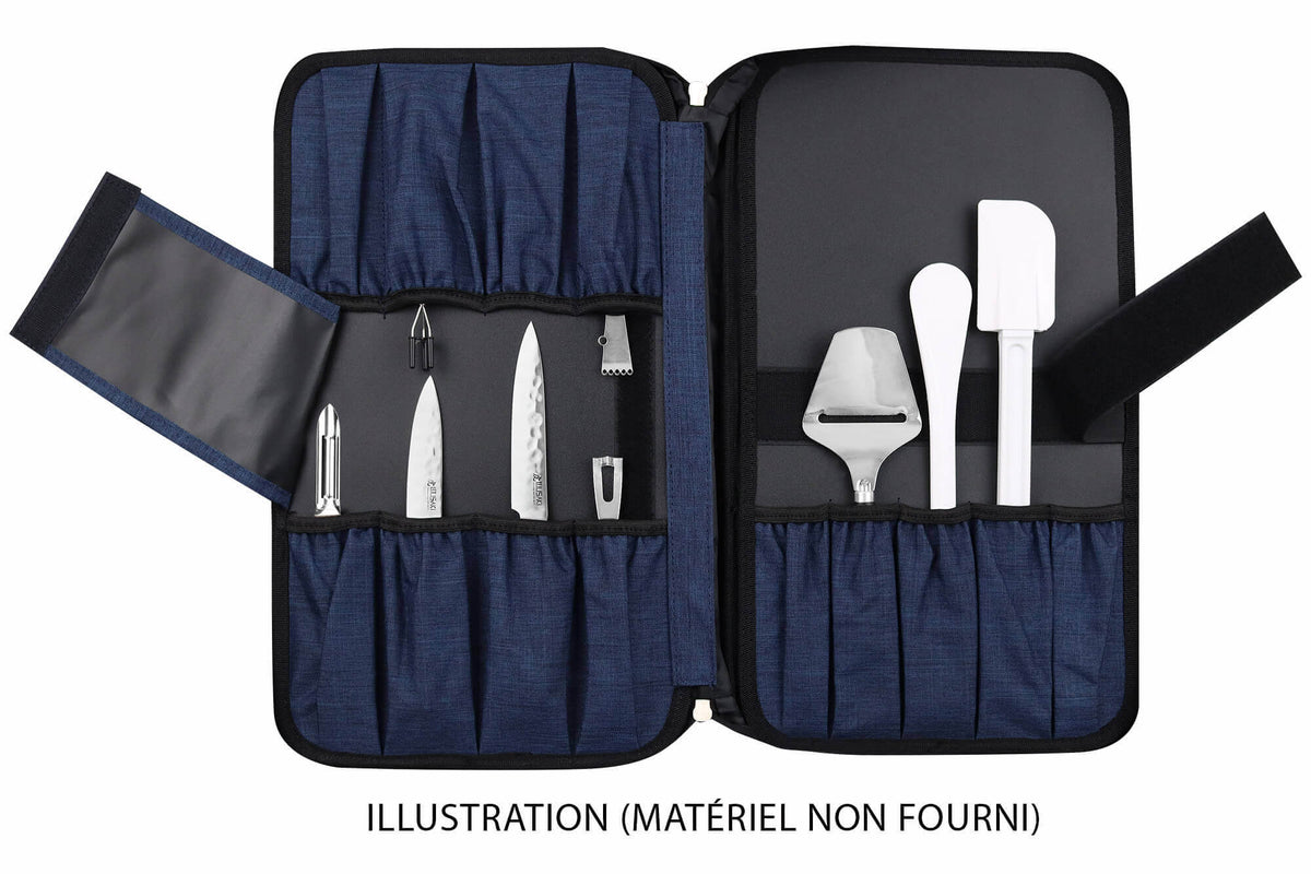 Mallette de cuisine vide Wusaki bleue 21 emplacements + 1 grande poche