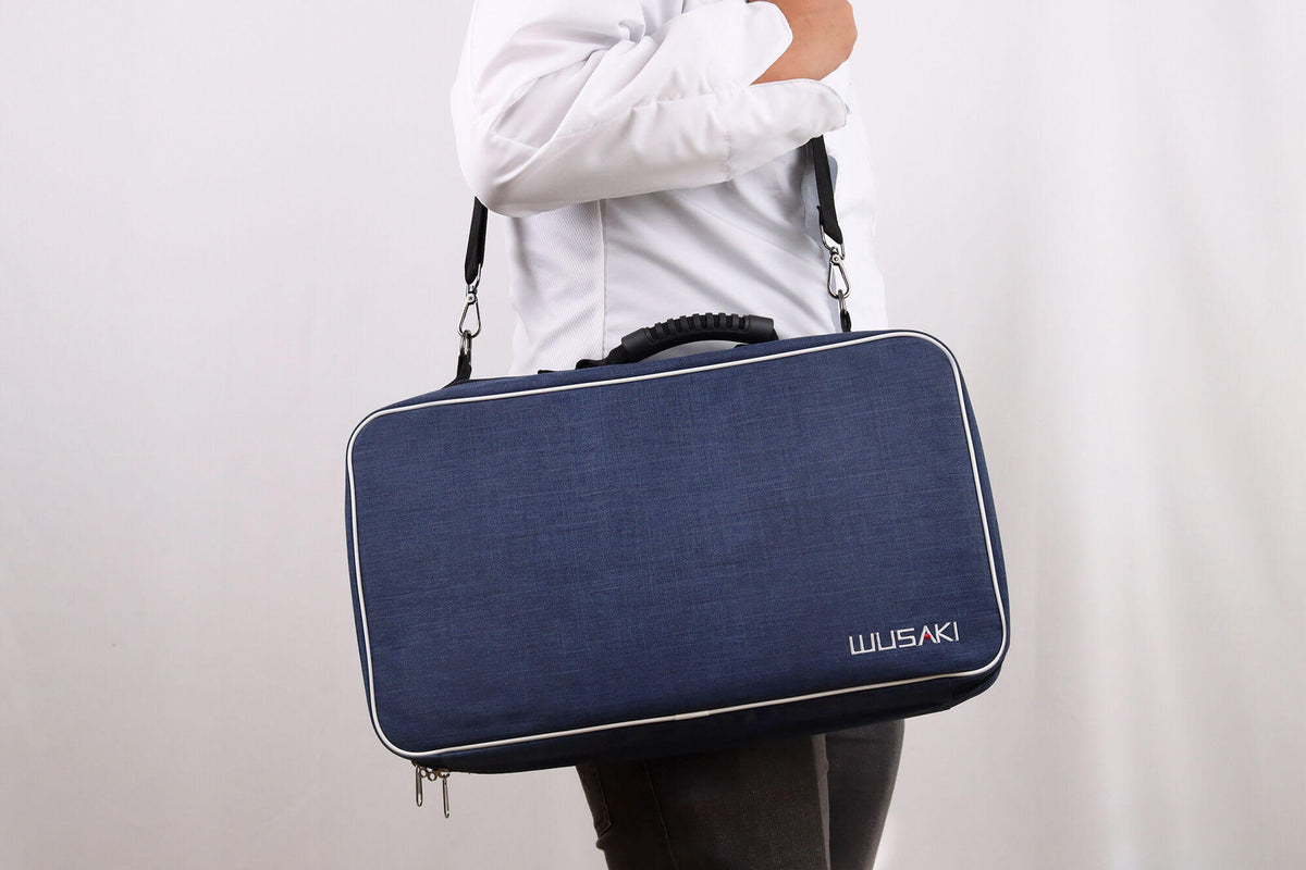 Mallette de cuisine vide Wusaki bleue 21 emplacements + 1 grande poche