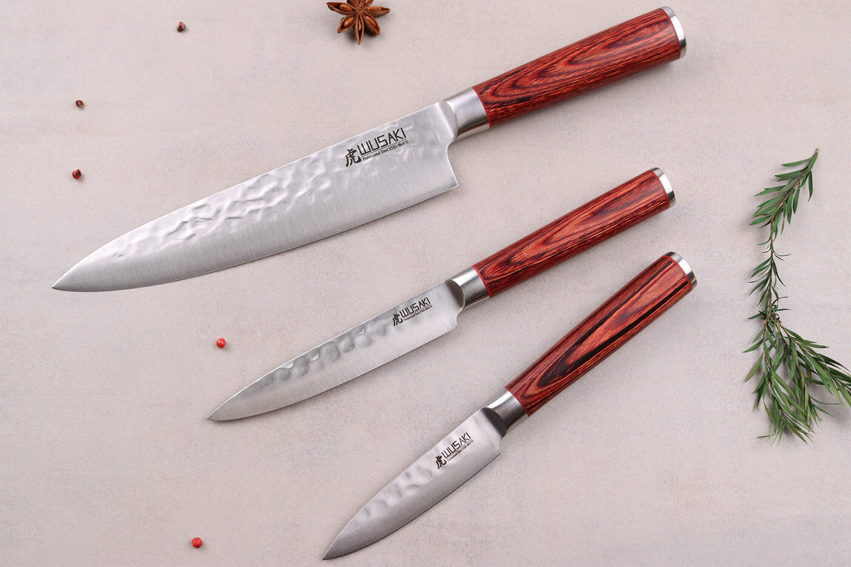 Coffret couteaux Wusaki Pakka X50 1 chef 1 universel et 1 office