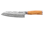 Couteau santoku alvéolé 18cm Damas Olive 10Cr