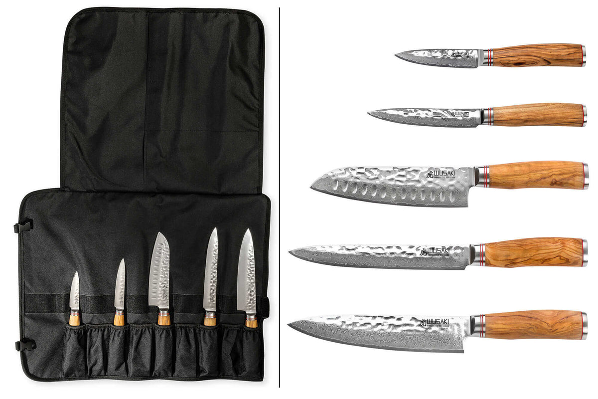 Mallette Wusaki Damas Olive 10Cr 5 couteaux de cuisine