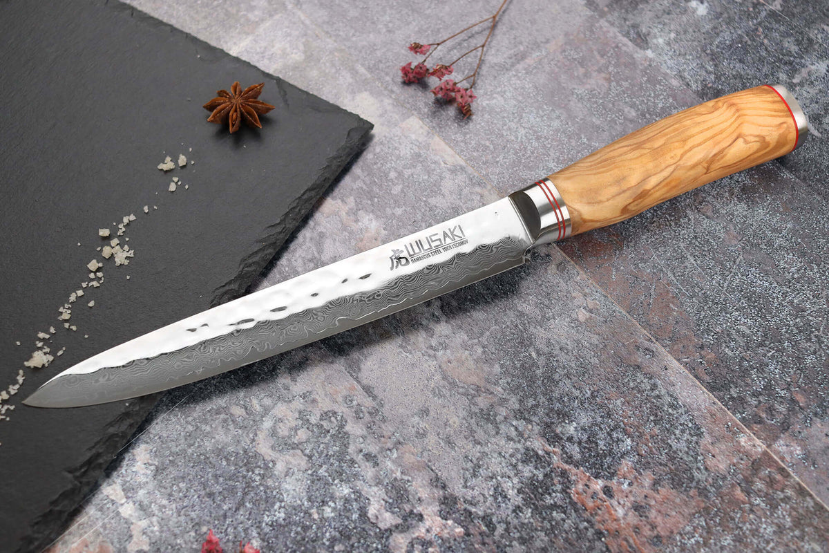 Couteau à découper 20cm Damas Olive 10Cr